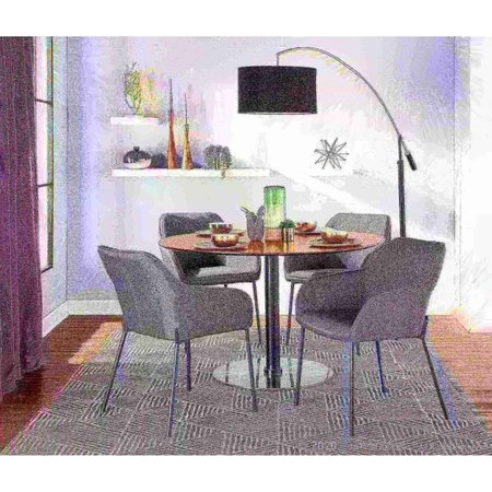 Lumisource Daniella Dining Chair in Black Metal and Charcoal Fabric, PK 2 DC-DANIELLA BKCHAR2